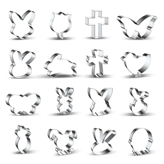 17pcs/set Easter Bunny Stainless Steel Cookie Biscuit Cutters Molds DIY Fondant