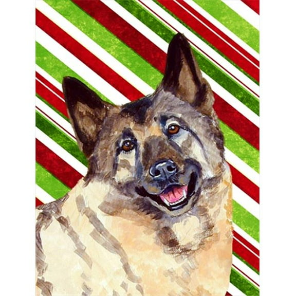 11 x 15 in. Norwegian Elkhound Candy Cane Holiday Christmas Garden Size Flag