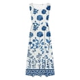 thumbnail image 5 of Summer Dresses for Women Round Neck Sleeveless Midi Dress Fashion Floral Printed Loose Casual Sundress with Pocket for Beach Vacation, 5 of 5