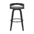 thumbnail image 2 of Sonia 26" Counter Height Swivel Gray Faux Leather and Black Wood Bar Stool, 2 of 12