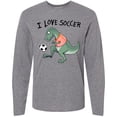 thumbnail image 3 of Inktastic I Love Soccer-Dinosaur in Orange Long Sleeve T-Shirt, 3 of 5