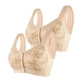 thumbnail image 2 of Fsqjgq Sports Bras for Women Plus Size Front Closure 2 Pack Middle Aged Elderly Wireless Bras Seamless Padded Push Up Nursing Bra Underwear Beige 44, 2 of 4
