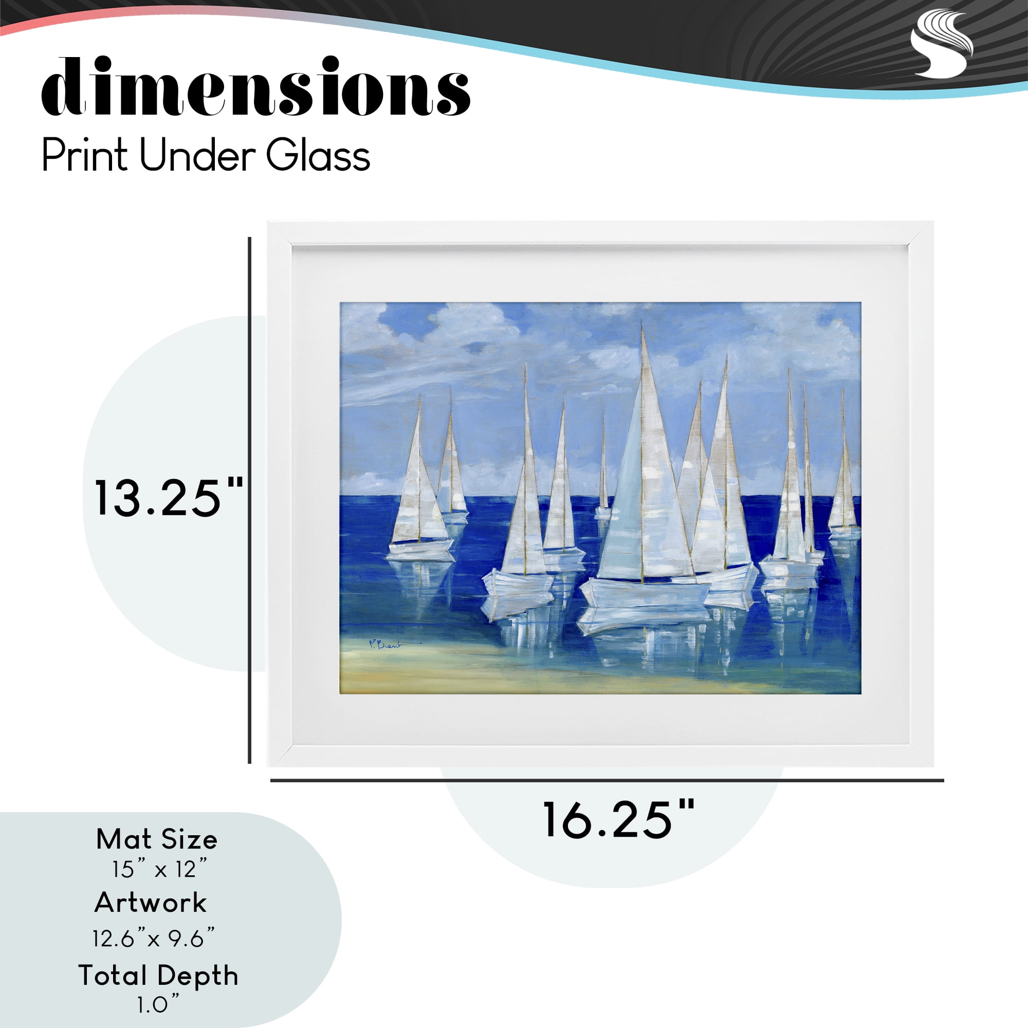 Stupell Industries Blanco Beach Sailboats White Framed Print Under Glass, design by Paul Brent