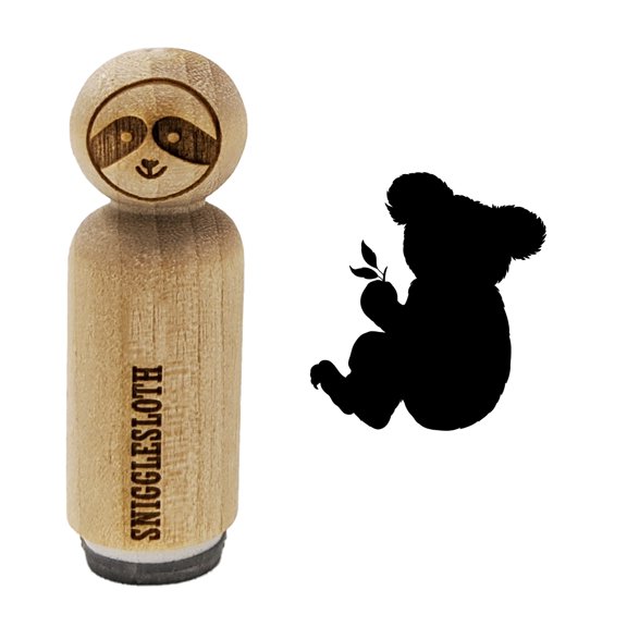 Koala with Leaves Solid Rubber Stamp for Scrapbooking Crafting Stamping - Mini 1/2 Inch