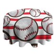 thumbnail image 4 of Red and White Striped Baseballs Pattern Round Tablecloth 60"x60",Wrinkle Wipeable Table Cloth for Kitchen Dining Room Picnic Patio Party, 4 of 6