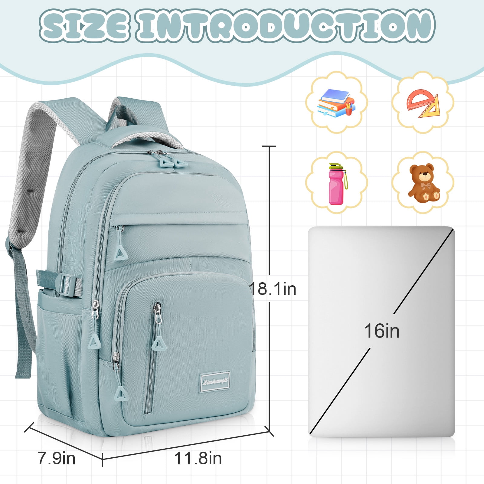 DAKIMOE School Backpack for College High Middle School Fashion Student Bag Teen Bookbag Laptop Backpack Women Travel Daypacks