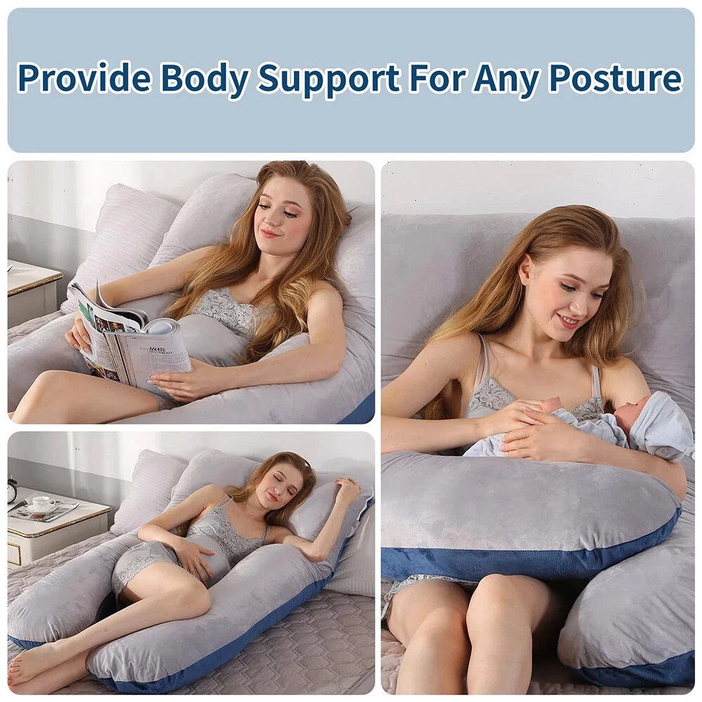 U Shaped Full Body Pillow for Adults, Memory Foam Pregnancy Pillow with Cooling Cover Maternity Support for Side Sleepers