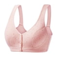 thumbnail image 2 of Front Closure Bras for Older Women V-Neck Strappy Sports Bra No Underwire Comfort Everyday Bralette Pink, Size 40, 2 of 3
