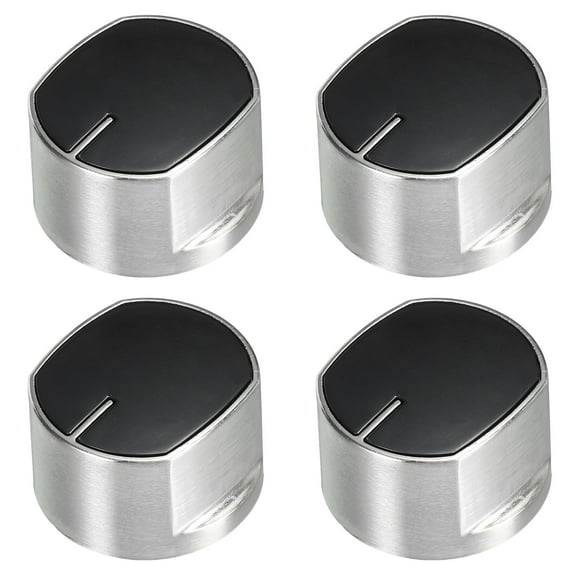 Uxcell Stove Knob Replacement 40mm x 23mm 0 Degree Burner Control Knobs Replacement for Stove Oven Silver Black 4 Pack
