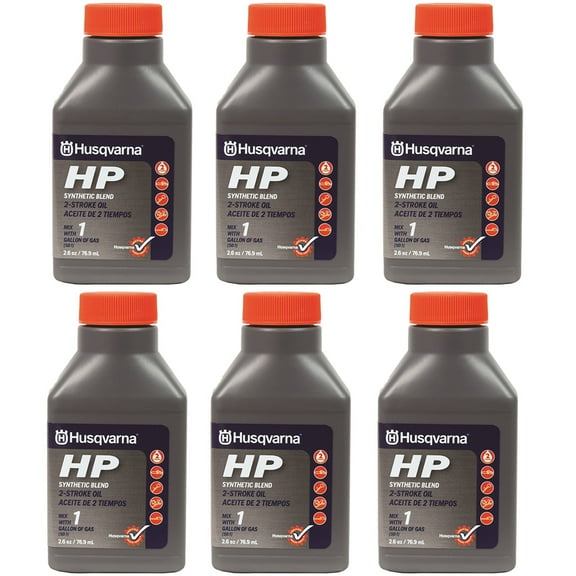 Husqvarna 593152601 2 Stroke Cycle HP High Performance Oil 6 Pack of 2.6oz Bottles 50:1