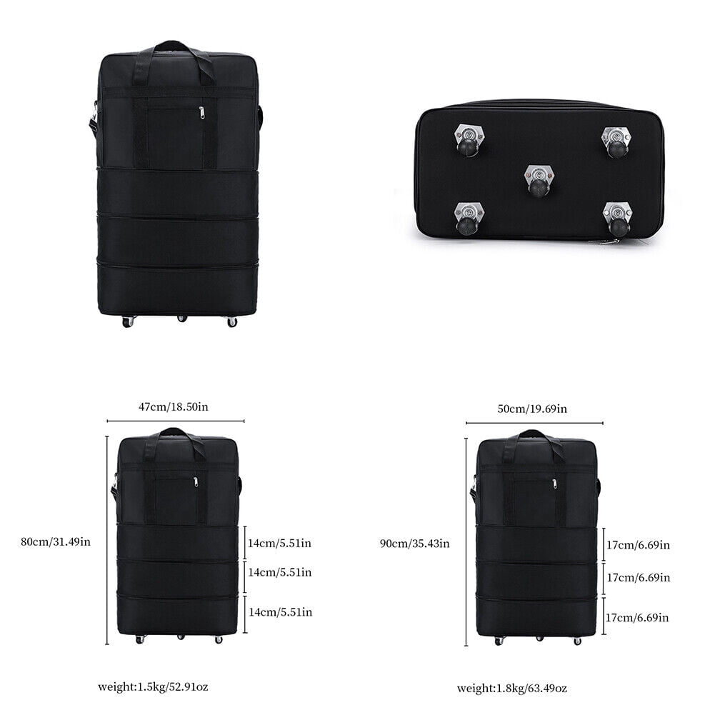 US 3-Layers Expandable Duffel Bag Suitcase Collapsible Rolling Wheeled Luggage