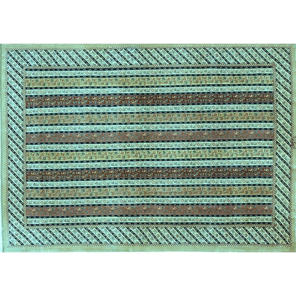 Ahgly Company Indoor Rectangle Persian Light Blue Traditional Area Rugs, 5' x 7'