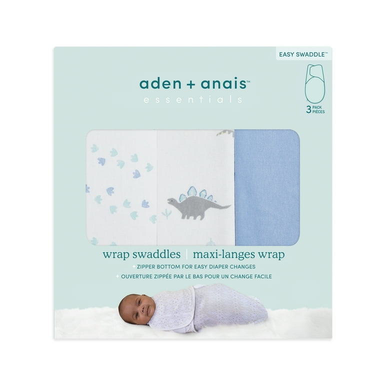 Aden Anais Essentials Easy Wrap Swaddle Cotton Knit Baby Wrap Newborn Wearable Swaddle Sleep Sack 3 Pack Male Dino Rama 4 6 Months Walmart