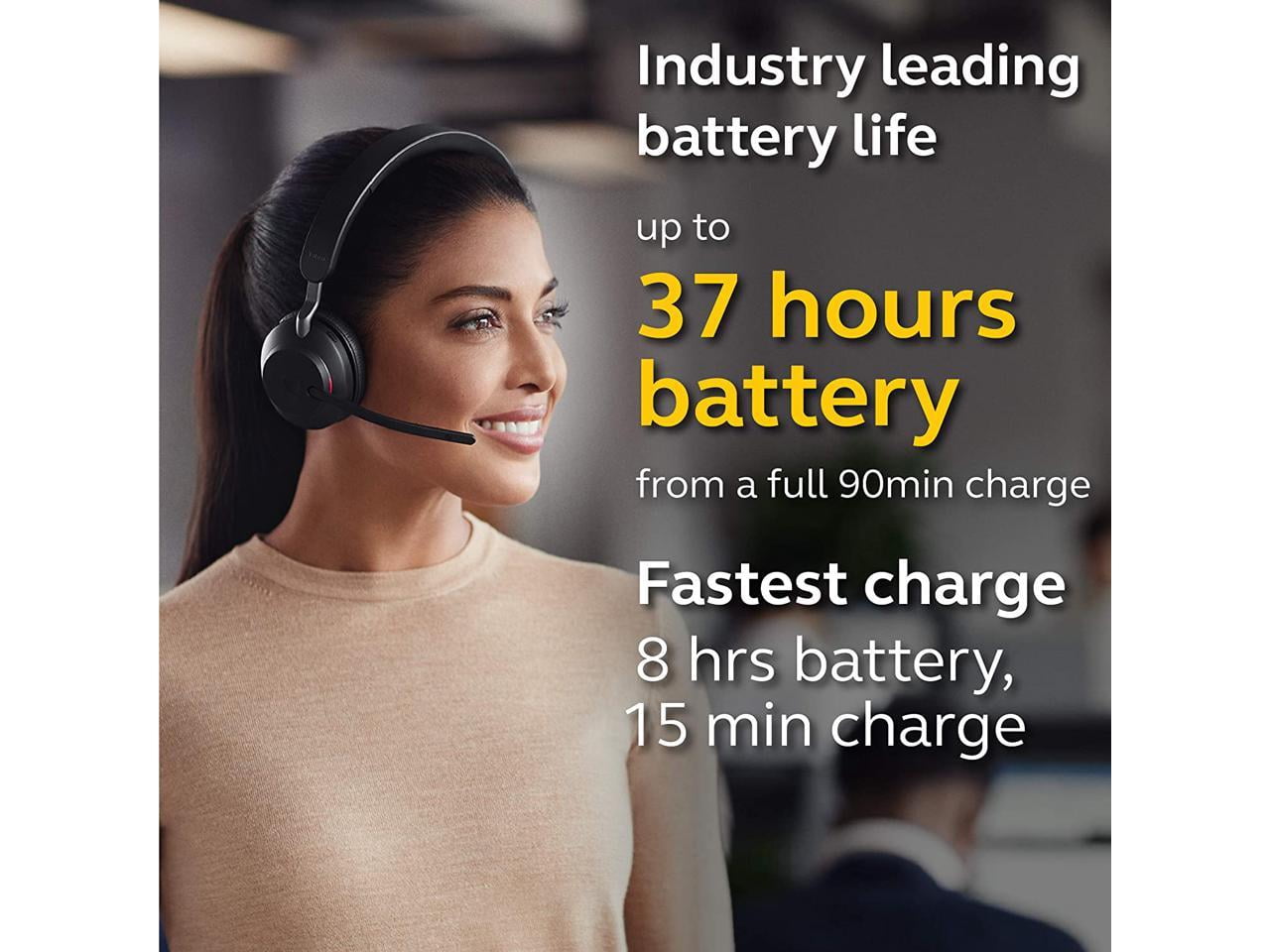 Jabra Evolve2 65 MS Wireless Headphones W/Link 380a Stereo Microsoft Teams