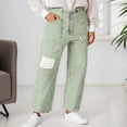 thumbnail image 2 of KHONTS Baggy Barrel Jeans for Women Y2k Striped Drawstring High Waist Straight Wide Leg Boyfriend Jeans Mom Denim Pants Green M, 2 of 5