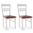 thumbnail image 1 of Gymax Wood Dining Chairs Set of 2 w/Rubber Wood Frame Padded Seat & Slatted Backrest White, 1 of 9
