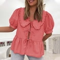 thumbnail image 3 of HomeGardon Summer Tops Tops for Women Beautiful and Gentle Style Solid Color Shirt Fashionable and Short Sleeved Temperament Women's Clothing,S-XL, 3 of 8