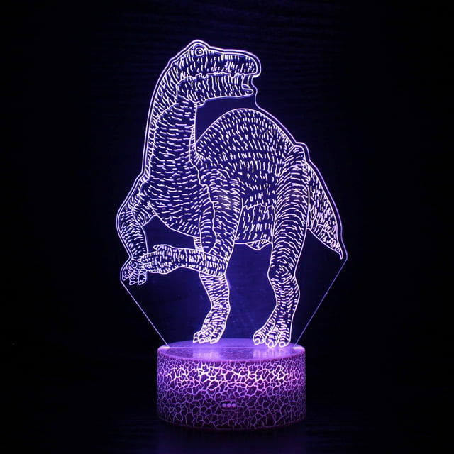 Luz nocturna LED 3D con dinosaurios tiranosaurio que cambian de color