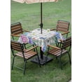 thumbnail image 4 of Outdoor Tablecloth with Umbrella Hole for Patio/Picnic/Party/Camping, Watercolor Flowers Waterproof Table Cloth Square Cover Washable, Spring Butterflies Floral Gray Plaid (54"x 54"), 4 of 8