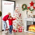 thumbnail image 2 of Gymax 7 FT Pre-Lit Fiber Optic Christmas Tree White Snow-Flocked Artificial Christmas Tree, 2 of 10