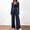 Dark Blue, variant on NMMUED 2 Piece Outfits for Women Long Sleeve Wrap V Neck Top Pleated Wide Leg Pants Set Casual Elegant Lounge Matching Suits Beige L
