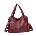 thumbnail image 4 of Bolso de mano Salvador de Cuero PU Rojo oscuro para mujer con asa cómoda, 4 of 10