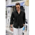 thumbnail image 5 of COOFANDY Mens Casual Beach Button Down Shirts Long Sleeve Cuban Camp Guayabera Shirts, 5 of 7