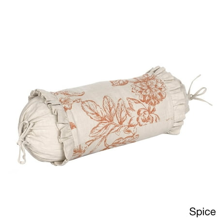Orange Bolster Pillow 14Karat Home Inc. Paisley Cotton French Country Embroidered 17 x 7-inch Bolster Pillow with Feather Down Insert ()