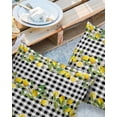 thumbnail image 2 of Pack of 2 Outdoor Pillow Covers, Summer Lemon Leaves Black and White Buffalo Plaid Waterproof Square Throw Pillowcase Cushion Decorative Pillow Covers for Couch Patio Tent, 16x16 in, 2 of 6