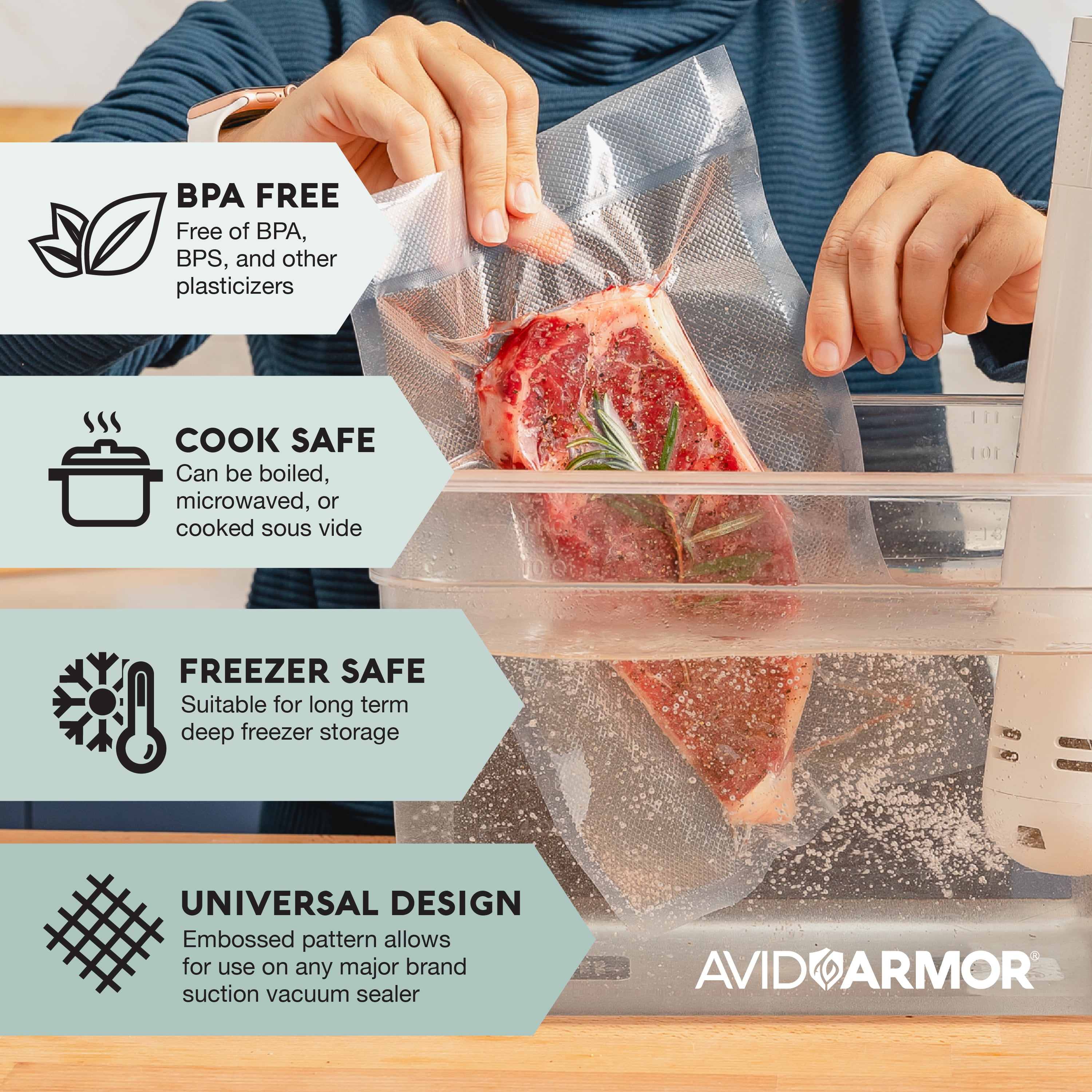 KitVacPak 200 Gallon11X16 Vacuum Food Sealer Bags with BPA Free and Heavy  Duty,Commercial Grade Vacuum Sealer Freezer Bags Compatible with Any Type