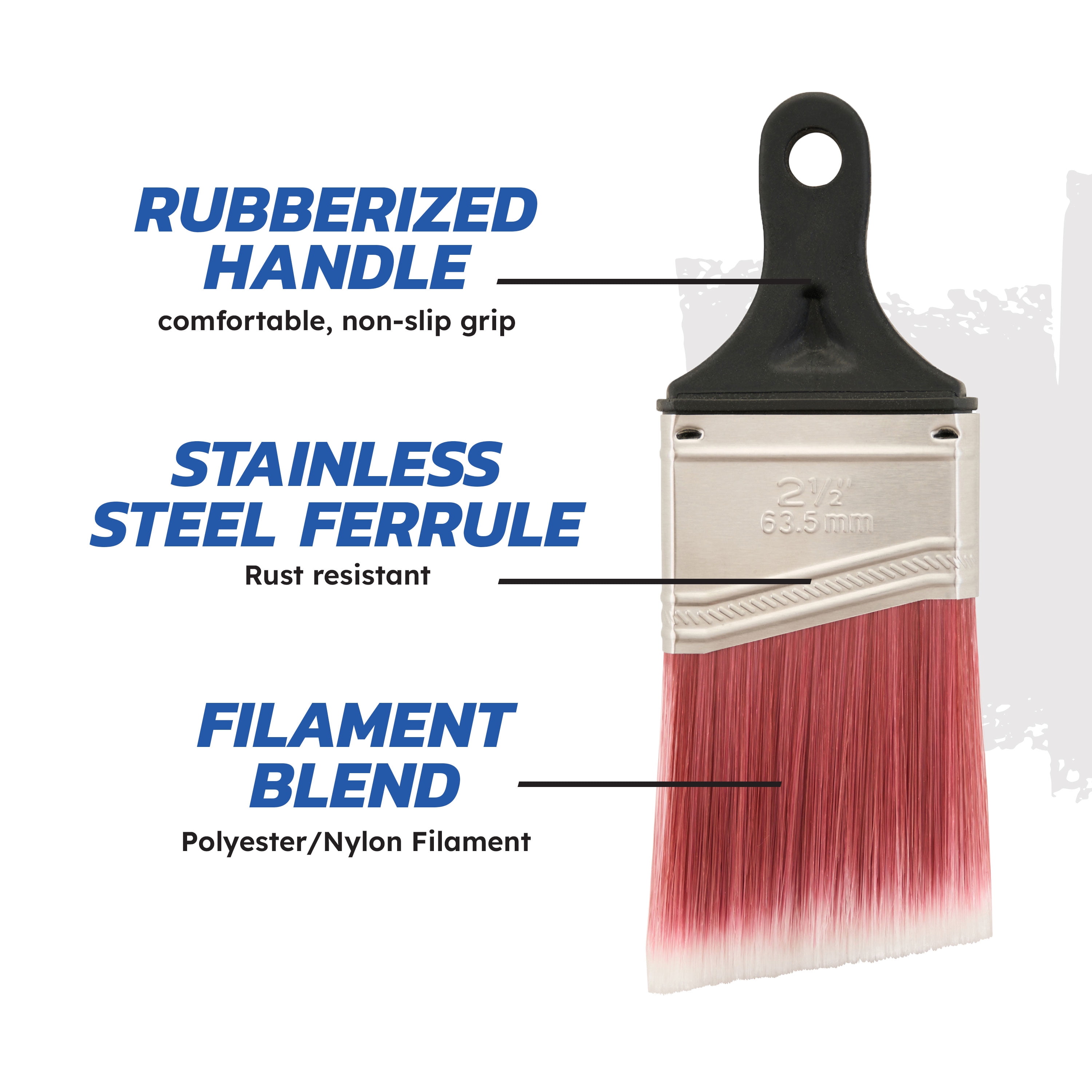 BEST 2.5" Polyester-Nylon Rubber Short Angle Brush