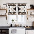 thumbnail image 2 of 2 Panels Kitchen Tier Curtains 39 Inch Length, Brown Beige Boho Grommets Window Treatment Curtain, Abstract Southwestern Ethnic Geometric Thermal Curtains Drapes for Living Room/Bathroom, 2 of 9