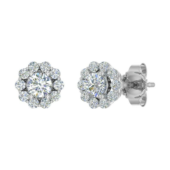 1/3 Carat Cluster Diamond Stud Earrings in 14K White Gold (SI1-SI2 Clarity)