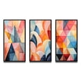 thumbnail image 2 of Designart "Symmetrical Pastels in the World of Hard-Edge V" Abstract Framed Wall Art Set Of 3 - Multi-Color Hard Edge Painting Frame Canvas Set For Living Room Decor, 2 of 7