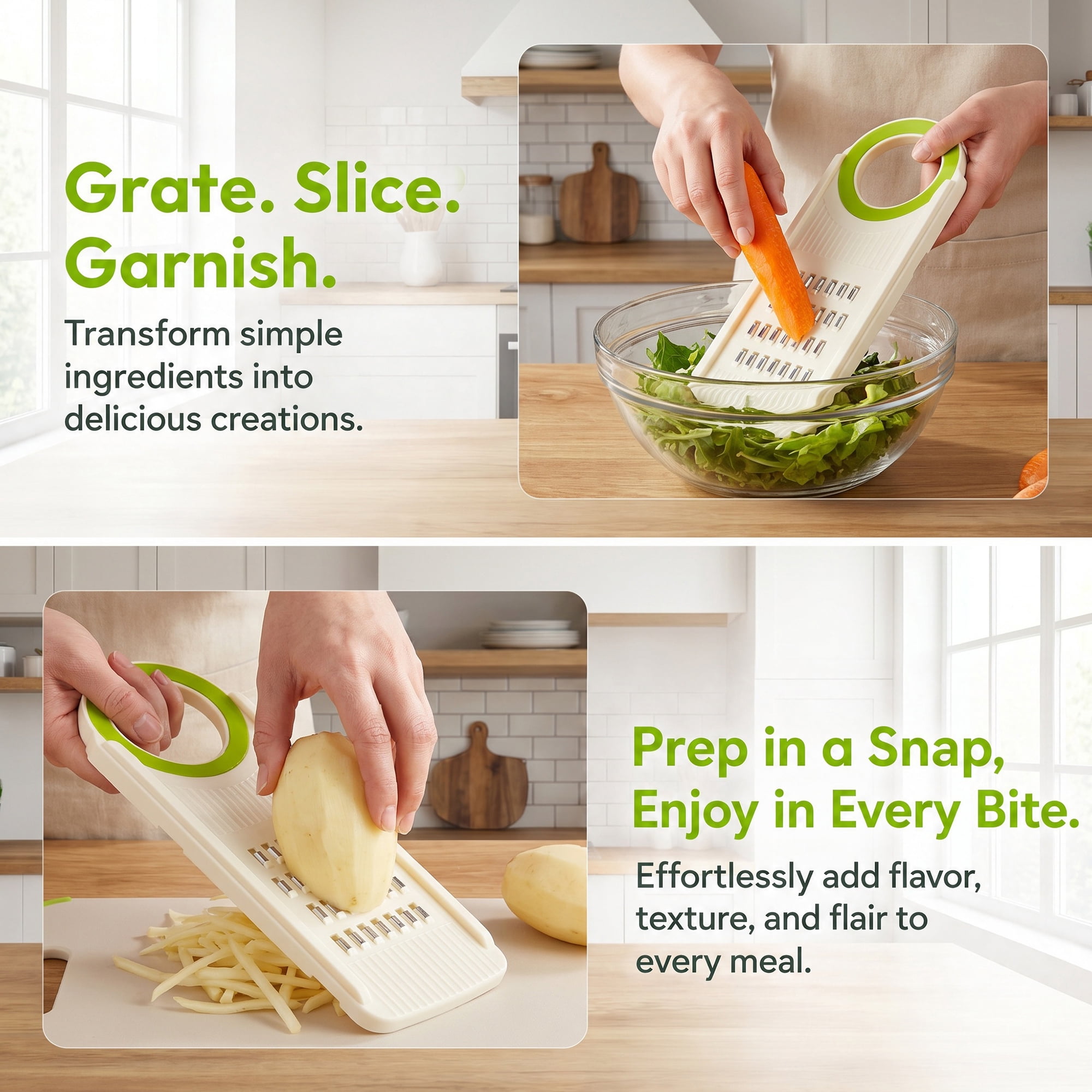 Unique Bargains Plastic Mandoline Slicer with Non-Slip Base for Safety Green B 11.2"x3.9"