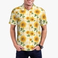 thumbnail image 2 of Balery Yellow White Plaid Sunflower Printed Men’s Short Sleeve Polo Shirt, Midweight Men's Shirt,Golf Polo shirts -4X-Large, 2 of 8