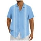 thumbnail image 3 of Blusa y camisa de manga corta con cuello vuelto Camisa casual para hombre Camisa de bolos vintage de manga corta Camisas de verano de playa cubana Camisa con botones Blusa para hombre Poliéster, 3 of 5