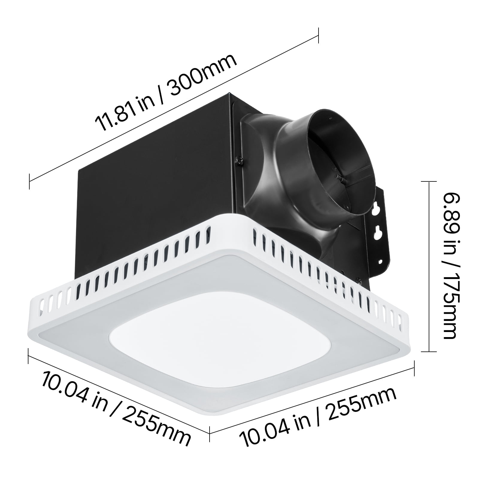 VEVOR Bathroom Exhaust Fan, 80-110-130 CFM Bathroom Vent with Seven Colors RGB Lights, 1.5 Sones Low-Noise, Premium DC Motor Ceiling Fan for KTV Laundry Room, Storage Room, Ventilation, White