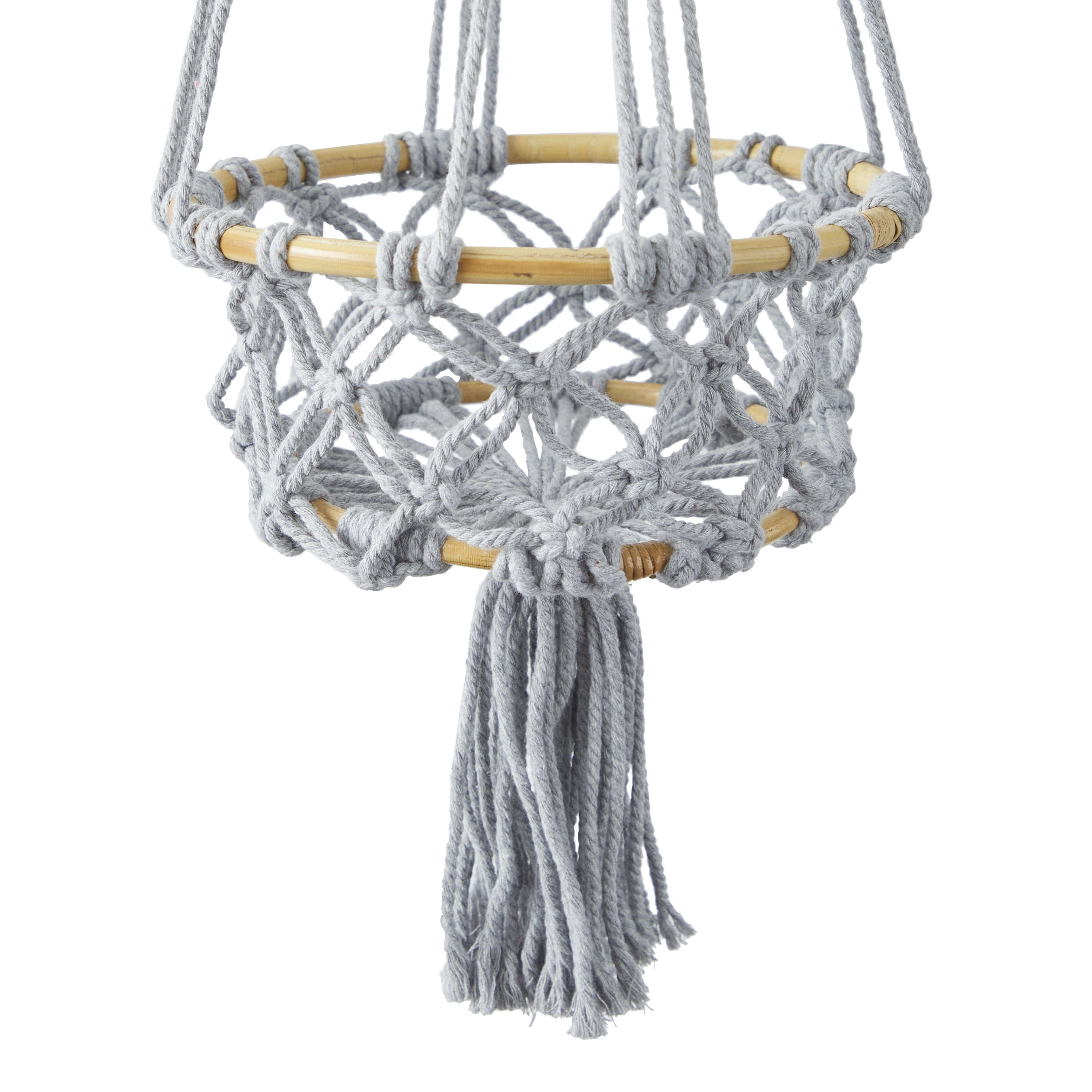 DecMode 9"W, 32"H Round Multi Colored Cotton Handmade Hanging Macrame Wall Planter (3 Count)