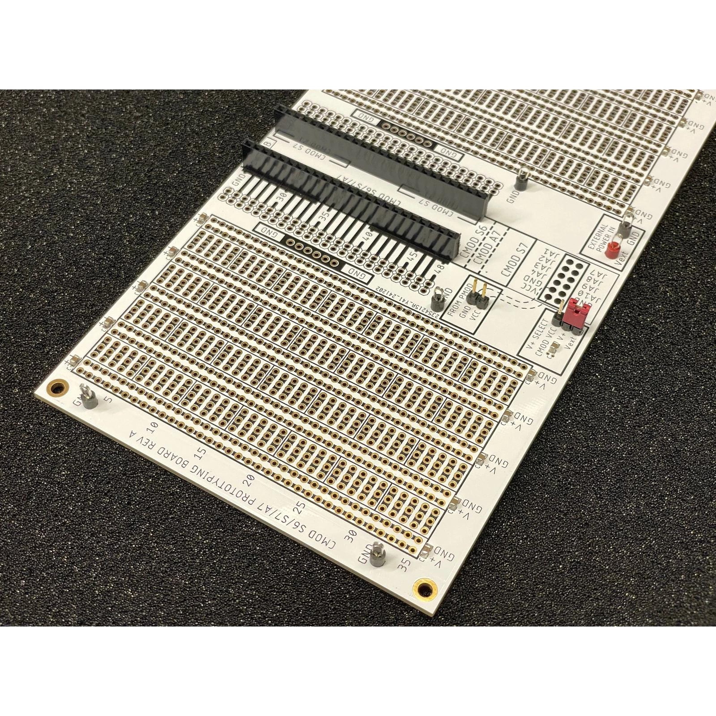 Prototyping board for Digilent S6/S7/A7 CMOD FPGA modules, Arduino Nano & Every