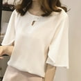 thumbnail image 4 of PENGXIANG Women Work Office Short-sleeve Solid Color Casual Chiffon Plus Shirt Top, 4 of 6