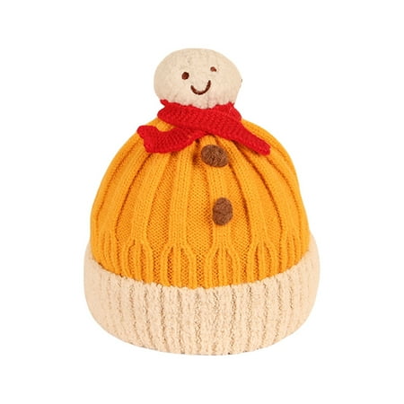 

Ma&Baby Toddler Boys Girls Winter Hat Knitting Warm Protection Cute Plush Ball Velvet Cartoon Snowman Soft Pom Caps