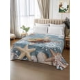 thumbnail image 2 of Blue Sea Turtle Coastal Flat Sheets Only Queen Size, Soft Breathable Bed Top Sheets for Mattress, Summer Beach Nautical Starfish Coral Luxury Bedding Flat Sheets for Home Hotel Bedroom Bed Protection, 2 of 9