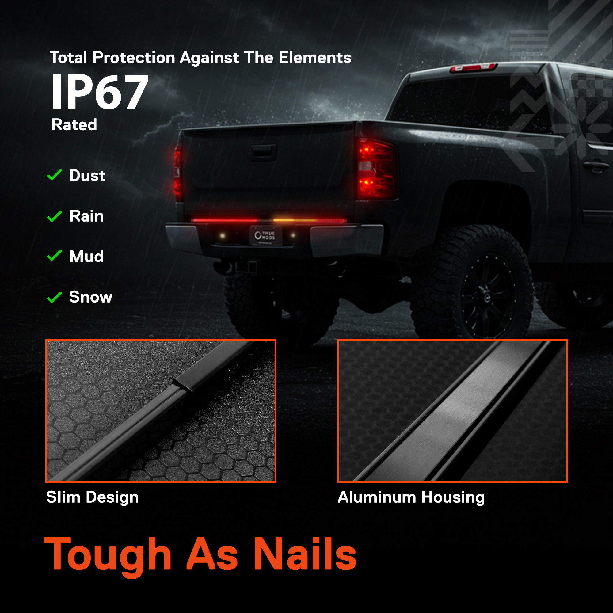 49 Inch LED Tailgate Light Bar for Pick Up Trucks Trailers Vehicles [Dark Smoked Finish][Rigid Aluminum Frame][Ignition Start Light Sequence][Sequential Turn Signals][TBT Running Brake Reverse Light]