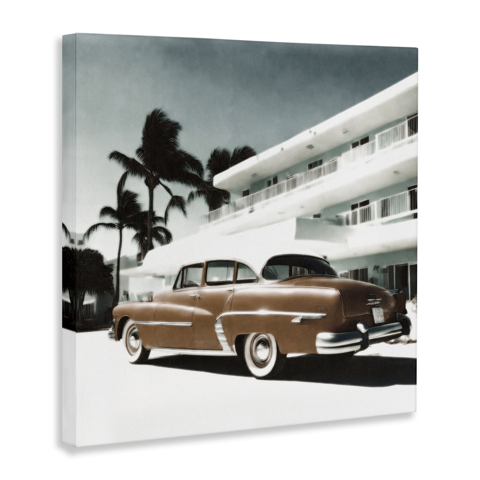 Stupell Industries Miami Classic Automobile Transportation Painting Wrapped Canvas Art Print Wall Art, 36 x 36