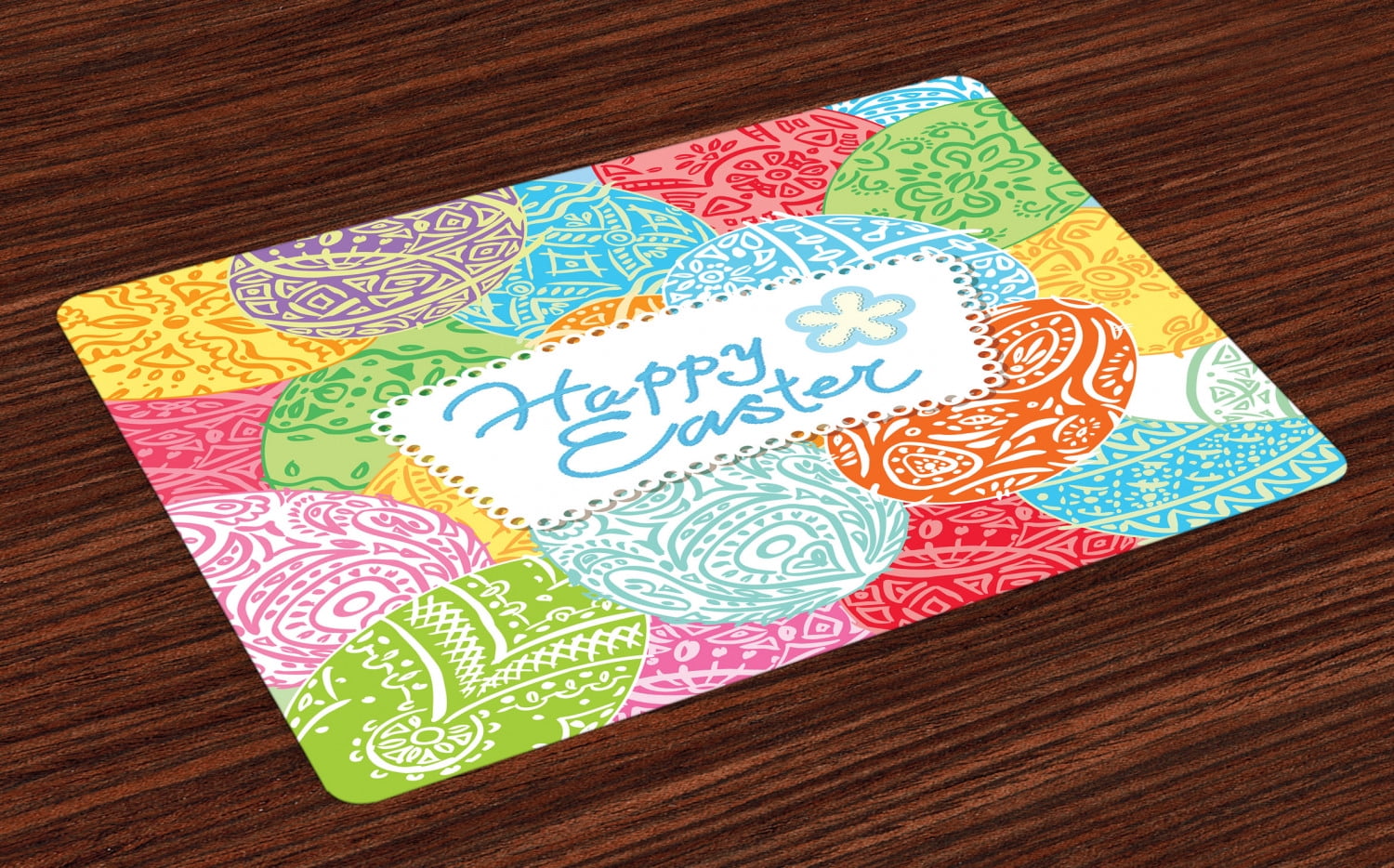 Easter Placemats Set of 4 Hand Drawn Eggs with Ornamental Motifs