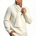 thumbnail image 2 of USNSM Men's Shawl Collar Button Front Knit Sweater Pullover Long Sleeve Business Casual Winter Warm Tops White L, 2 of 5