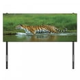 thumbnail image 3 of Safari Headboard, Siberian Tiger Panthera Tigris Altaica in the Water Greenery Lake River Wildlife, Upholstered Decorative Metal Bed Headboard with Memory Foam, Full Size, Apricot Green, by Ambesonne, 3 of 4