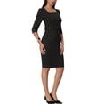 thumbnail image 5 of Hobemty Women's Vintage Pencil Dress Square Neck Puff Sleeve Belted Dresses, 5 of 7