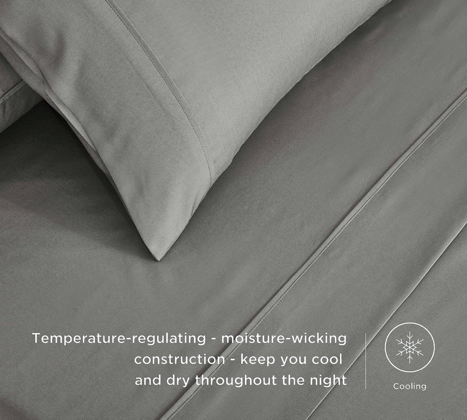 Chezmoi Collection 4-Piece Stone Washed Full Sheet Set, Rayon Derived from Bamboo & Polyester Blended, Breathable & Cooling 15-Inches Deep Pocket Sheets & Pillowcases Set, Dark Gray